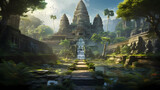 Fototapeta  - Angkor Wat in the middle of a tropical forest