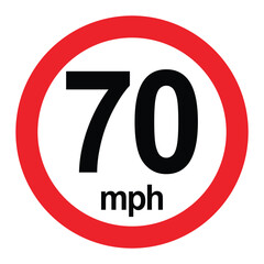 Wall Mural - Driving speed limit 70 mph sign. printable traffic signs and symbols.