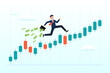© Art of Ngu - Confidence businessman investor with money briefcase running on candlestick graph, success trader make profit with investment trading, stock market growth, get rich from Crypto trading (Vector)