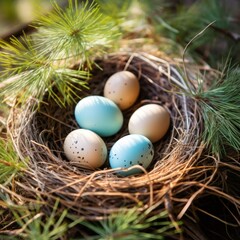 a nest with eggs in it