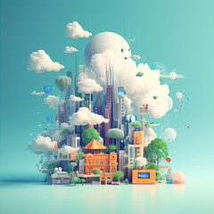 Wall Mural - cloud computing concept