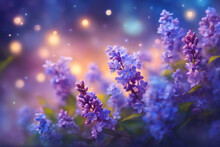 Blue Lilac Flowers.