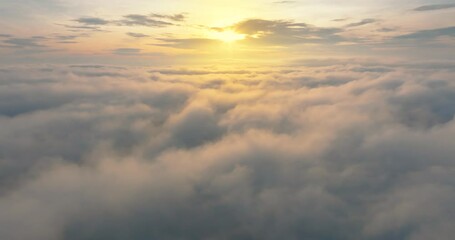 Wall Mural - DCI 4K ProRes422. Aerial view landscape sea of fog