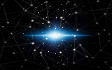 Wall Mural - light, black background and star with space, galaxy and pattern graphic with vortex wallpaper. flash