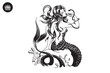 evil mermaid vector logo template