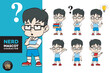 nerd boy vector logo mascot 