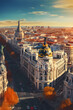Illustration of beautiful view of the city of Madrid, Spain