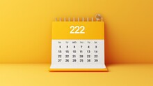 Desktop Calendar On A Yellow Background. 
