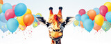 Fototapeta  - Funny cartoon giraffe on white background.