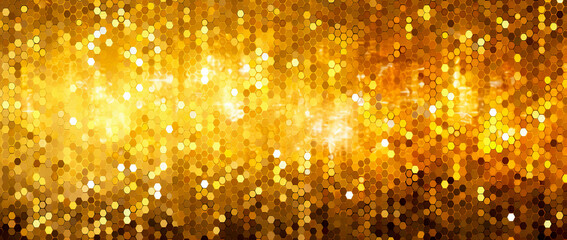 Gold yellow square mosaic tiles for texture background