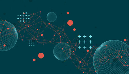 Leinwandbilder - Abstract sphere background with plexus effect. 3D surface.