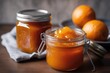 apricot jam in glass jar