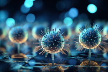 Virus with digital background. corona virus 2019. cyber virus. generative ai