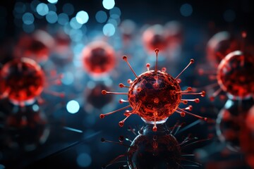 Virus with digital background. corona virus 2019. cyber virus. generative ai