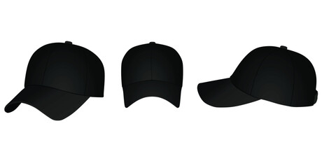 Wall Mural - Black baseball cap. vector illustration