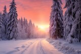 Fototapeta Do pokoju - Snow-Covered Forest Road

