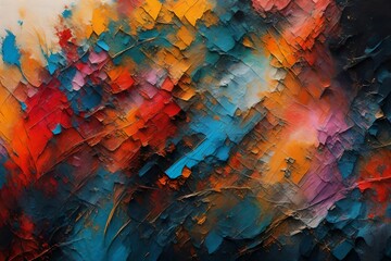 Poster - closeup of the painting. colorful abstract painting background. highly-textured oil paint. high qual