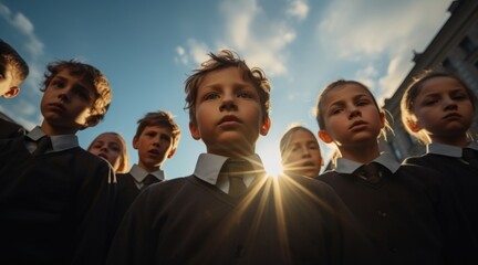 Poster - A group of young boys standing next to each other