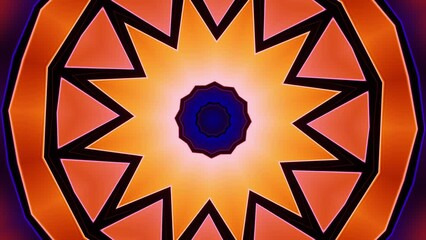 Poster - Circular object with yellow center surrounded by blue. Kaleidoscope VJ loop.