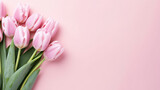 Fototapeta Tulipany - Beautiful composition of spring flowers. Bouquet of pink tulips.