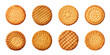 Tasty round biscuit collection isolated on a transparent background