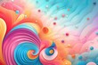 Abstract background with colorful clouds and sun. Abstract background for National Cotton Candy Day. AI generated