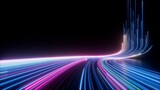 Fototapeta Do przedpokoju - 3d rendering, abstract neon background. Curvy colorful glowing lines, futuristic minimalist wallpaper