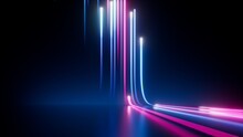 3d Rendering, Abstract Neon Background. Modern Wallpaper With Glowing Vertical Lines