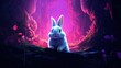 Playboy rabbit bunny neon light sign bar cave illustration picture Ai generated art
