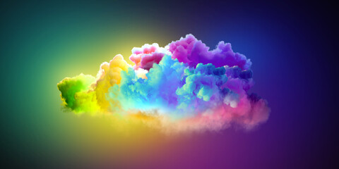 Wall Mural - 3d render, abstract background of fantasy neon cloud. colorful smoke
