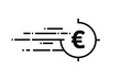 Fast coin euro, Quick Euro cash, Euro Money Transfer icon with quick lines in white background. vector illustration