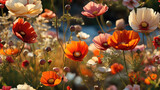 Fototapeta Maki - Seamless Floral Patten of Wild Flowers