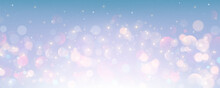 Pastel Winter Sky With Bokeh. Blue Light Color Gradient. Fantasy Soft Blurred Wallpaper. Vector Christmas Landscape.