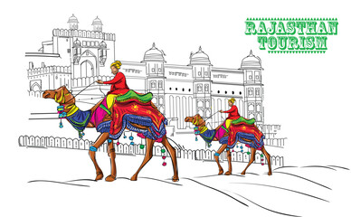 Rajasthan Tourism People vector illustration