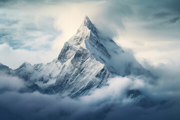 Canvas Print - Mountain peak piercing the blue sky