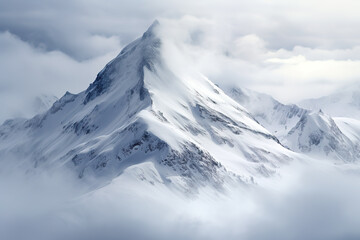 Canvas Print - Mountain peak piercing the blue sky