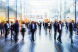 Fototapeta Londyn - Blurred image of business people walking in the lobby of a modern office building