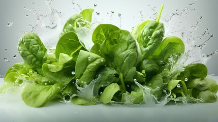 Create spinach graphic for advertising, white background , Generative AI