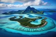 Tropical island at Seychelles, view from above, Bora bora aerial view, tahiti french polynesia, AI Generated