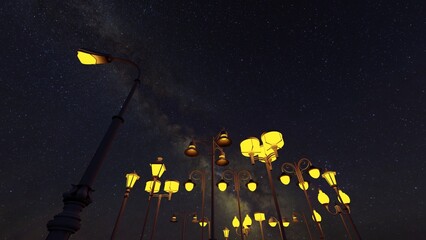 Wall Mural - lamp and the night sky