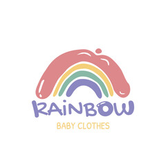 Abstract rainbow icon, colorful semicircle creative emblem. Dashes colored lines logo template. Concept of art logotype design for business, startup and nature. Kids shoes and clothe