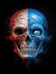 Wall Mural - halloween skull of duality horror necromancer grim dark fantasy - by generative ai