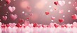 Abstract pink background for St Valentine s Day with hearts