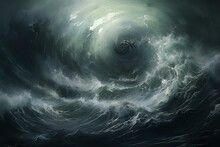 Artistic Depiction Of A Turbulent Ocean Wave During Stormy Weather. Generative AI