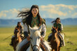 Genghis Khan and his Family Ancient Mongolian Girl Woman Riding Horses Mongol Empire Asian Conqueror China Yuan Dynasty Grassland Nomads Castle War App Online Games TV Drama Movie Wuxia Jin Yong	