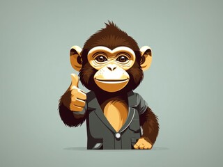 illustration of  A monkey giving a thumbs up