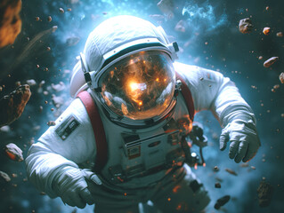 Wall Mural - astronaut in outer space. science fiction art. generative ai