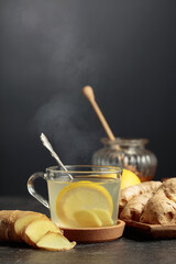 Wall Mural - Ginger tea with lemon and honey.