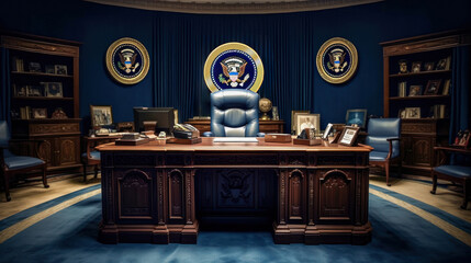 Secretary desk of the office of the president of the United States of America presidential room Generative AI Illustration