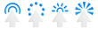 White cursor arrow with different mouse click effect.